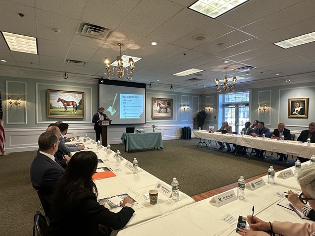 Orange County Partnership President & CEO, Conor Eckert giving an economic overview of Orange County, NY. 